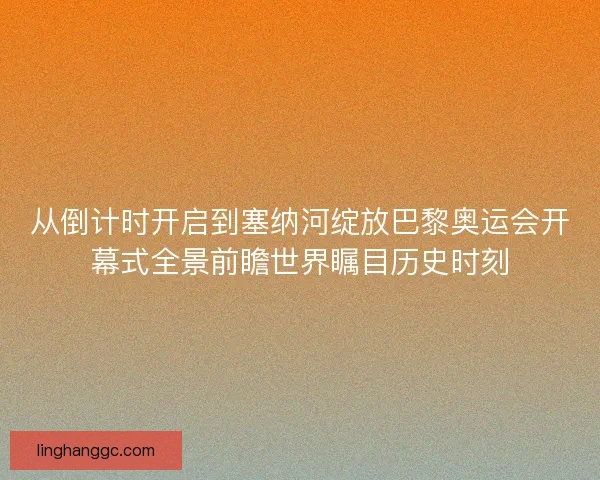 从倒计时开启到塞纳河绽放巴黎奥运会开幕式全景前瞻世界瞩目历史时刻