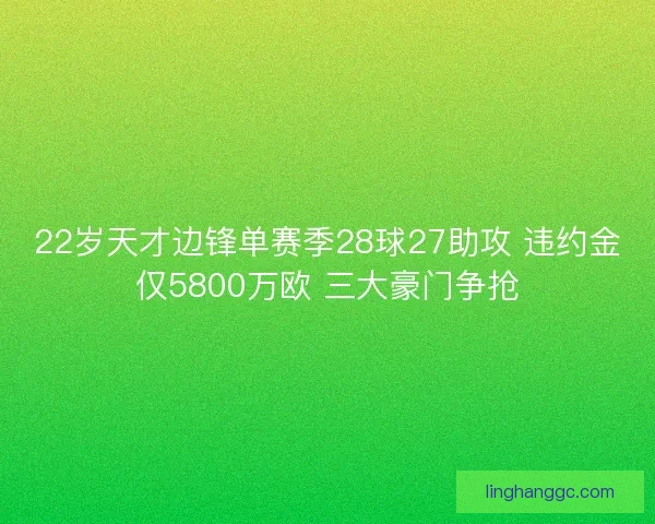 22岁天才边锋单赛季28球27助攻 违约金仅5800万欧 三大豪门争抢