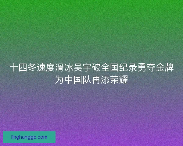 十四冬速度滑冰吴宇破全国纪录勇夺金牌为中国队再添荣耀