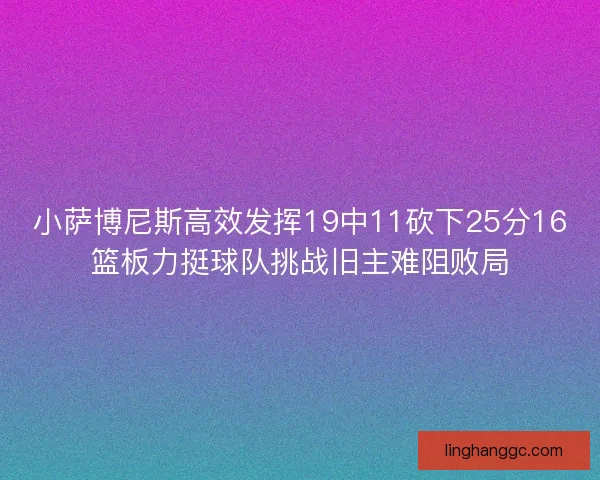 小萨博尼斯高效发挥19中11砍下25分16篮板力挺球队挑战旧主难阻败局
